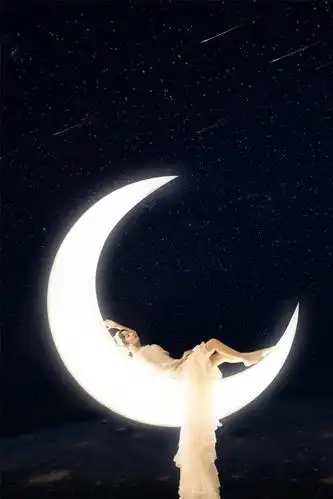 你见过坐在月亮上的婚纱照吗?新月如钩,佳人如斯.