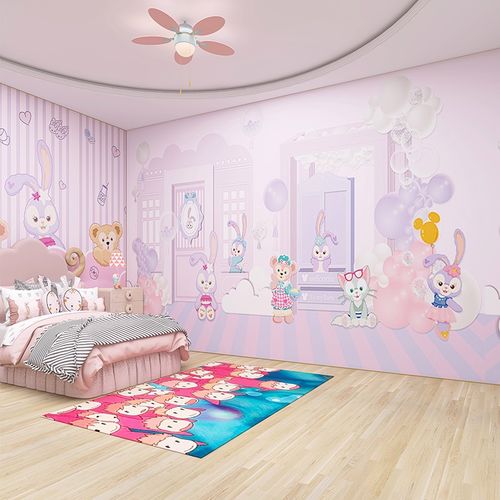 卡通迪士尼星黛露墙纸公主房主题酒店女孩卧室可爱兔子儿童房壁纸