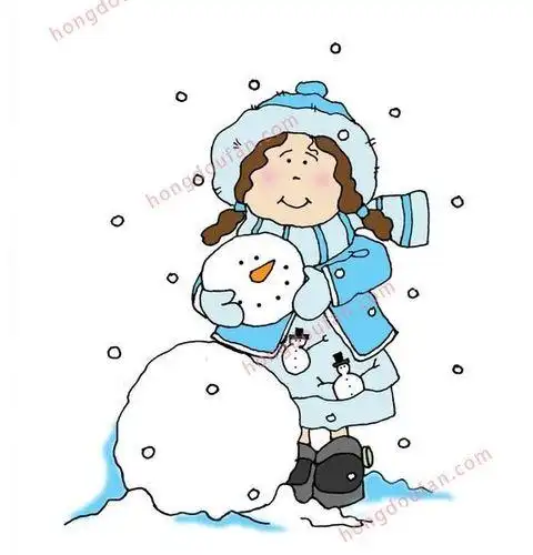 雪天的小女孩简笔画