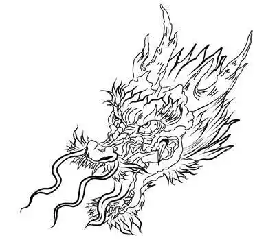 34张霸气的黑白龙头纹身手稿