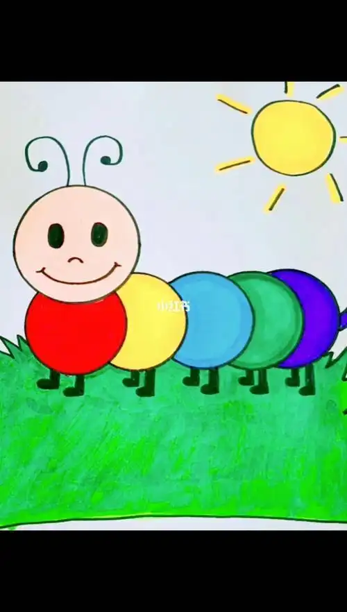 圆形三角形拼成的毛毛虫简笔画