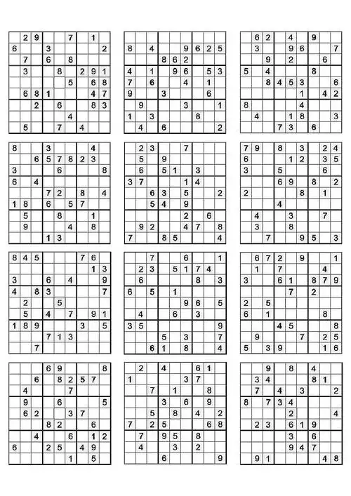 数独题目适中1(3×4)6页