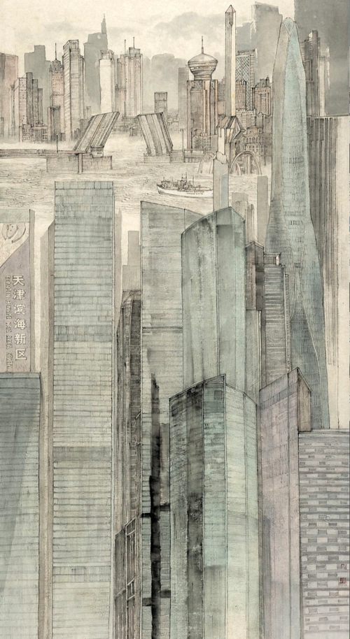 线上展阚传好城市题材作品当传统笔墨遇上现代都市