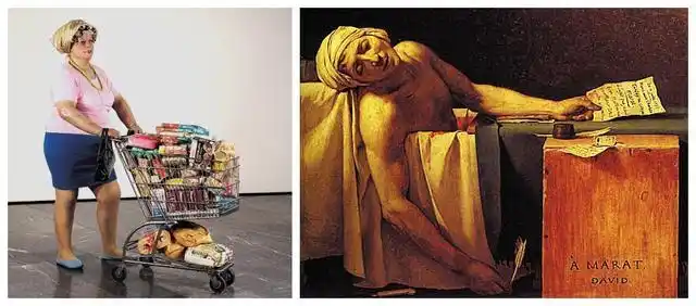《超级市场购物》右:达维特 1793年创作的作品《马拉之死》