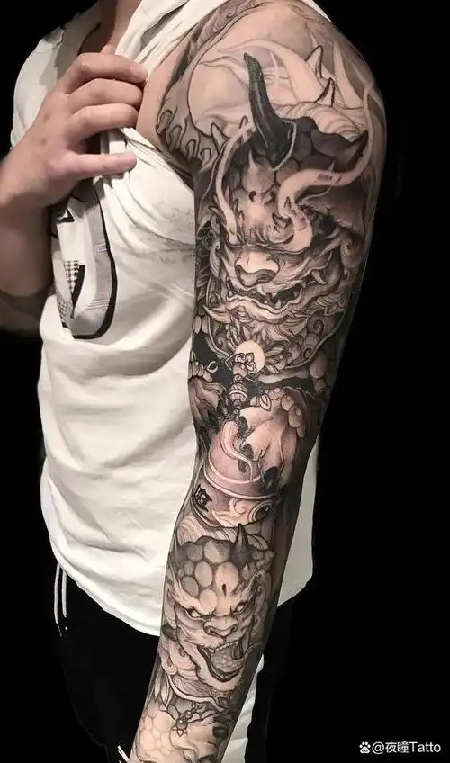 好看的唐狮纹身手稿推荐,唐狮纹身寓意是什么?