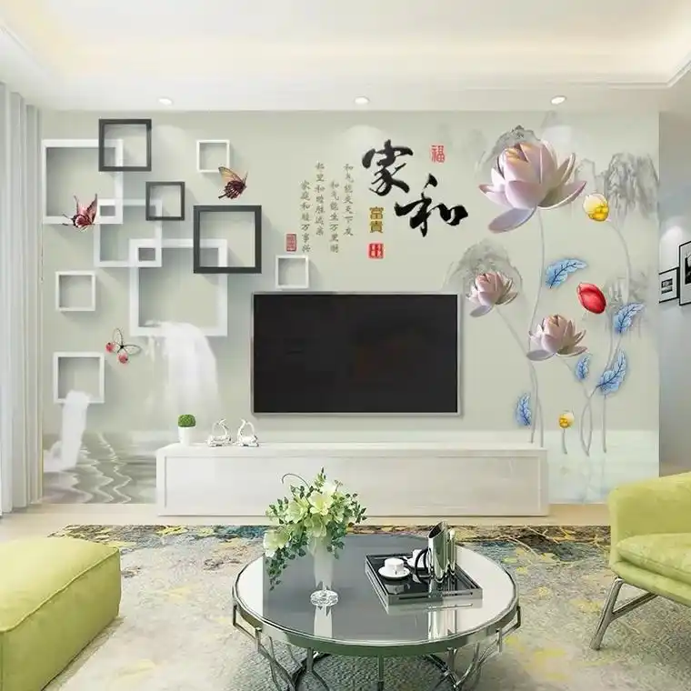 电视背景墙壁纸立体凹凸壁布无缝墙布客厅现代简约大气