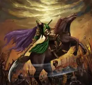 古代关公耍大刀武将战场绘画图片