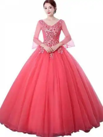 独唱演出服美声独唱演出服女礼服独唱演出成人蓬蓬裙晚礼服主持长款