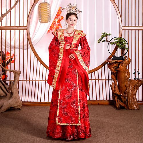 罗伊古代服装女皇后古装汉服女红色古代结婚公主嫁衣凤冠霞帔戏服皇后