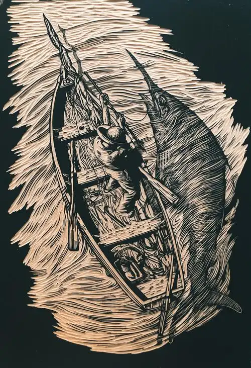 【老人与海】手工雕刻制作木刻版画分享