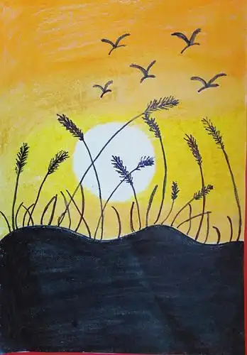 李文茜老师的《芦苇》,一声横玉西风里,芦花不动鸥飞起.