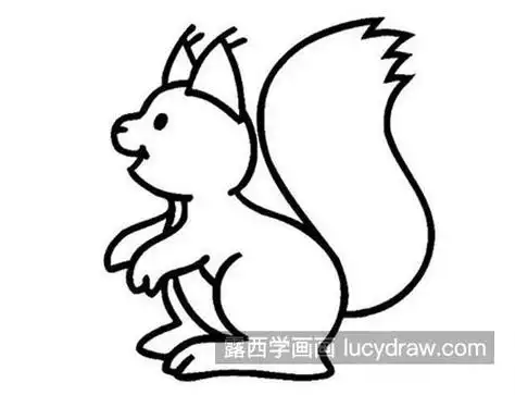 高清看图简笔画1:这一只小松鼠的尾巴要比它的个头要高,所以在绘