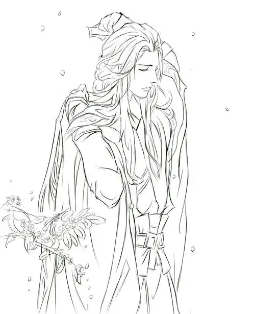 一个梳头的古装男子