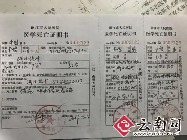 医院开具的死亡证明书