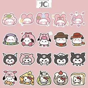 56张卡通可爱三丽鸥简笔画贴纸笔记本电脑ipad水杯手账装饰贴画