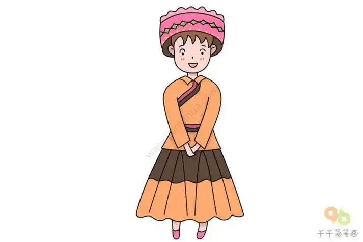 傈僳族女孩简笔画女孩简笔画