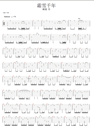 霜雪千年吉他谱(gtp谱,指弹,独奏,改编版)_双笙
