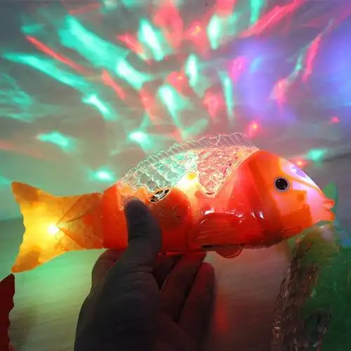 发光电动鱼闪光投影鱼音乐鱼灯笼带杆子儿童玩具夜市地摊爆款热卖