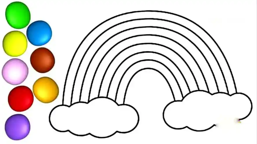 亲子早教动画 画出彩虹形状用水彩笔涂上各种颜色