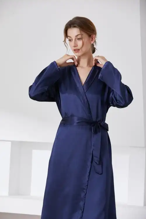 法国品牌kj重磅真丝晨袍女新娘婚礼结婚春夏丝绸吊带睡裙睡袍性感睡衣