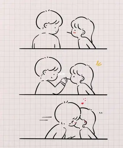情侣简笔画承认吧 你就是想亲我96简笔画教程手帐手绘素材简