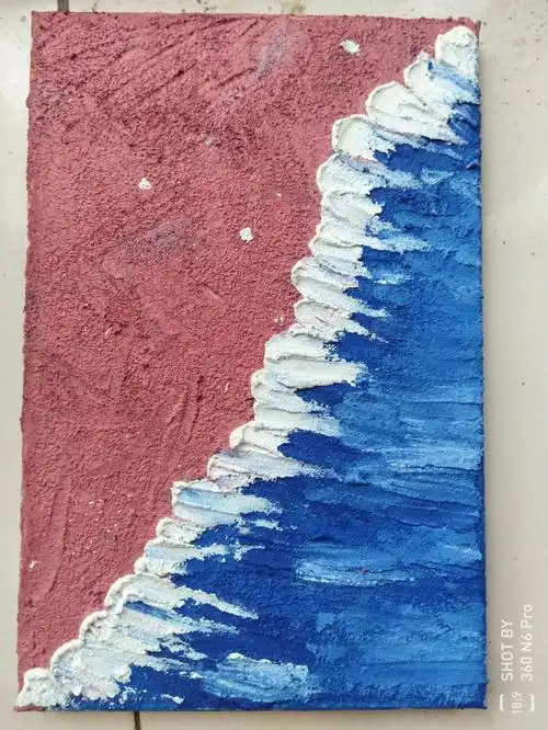 最近特别喜欢蓝色,就想着试试粉蓝配色,调沙滩的时候发现不对劲,到第