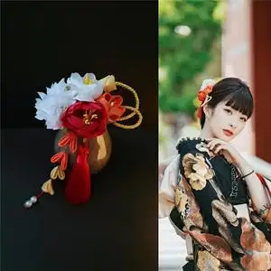 和风头饰樱花茶花饰品和风汉服发饰小物日系和服浴衣发夹复古写真