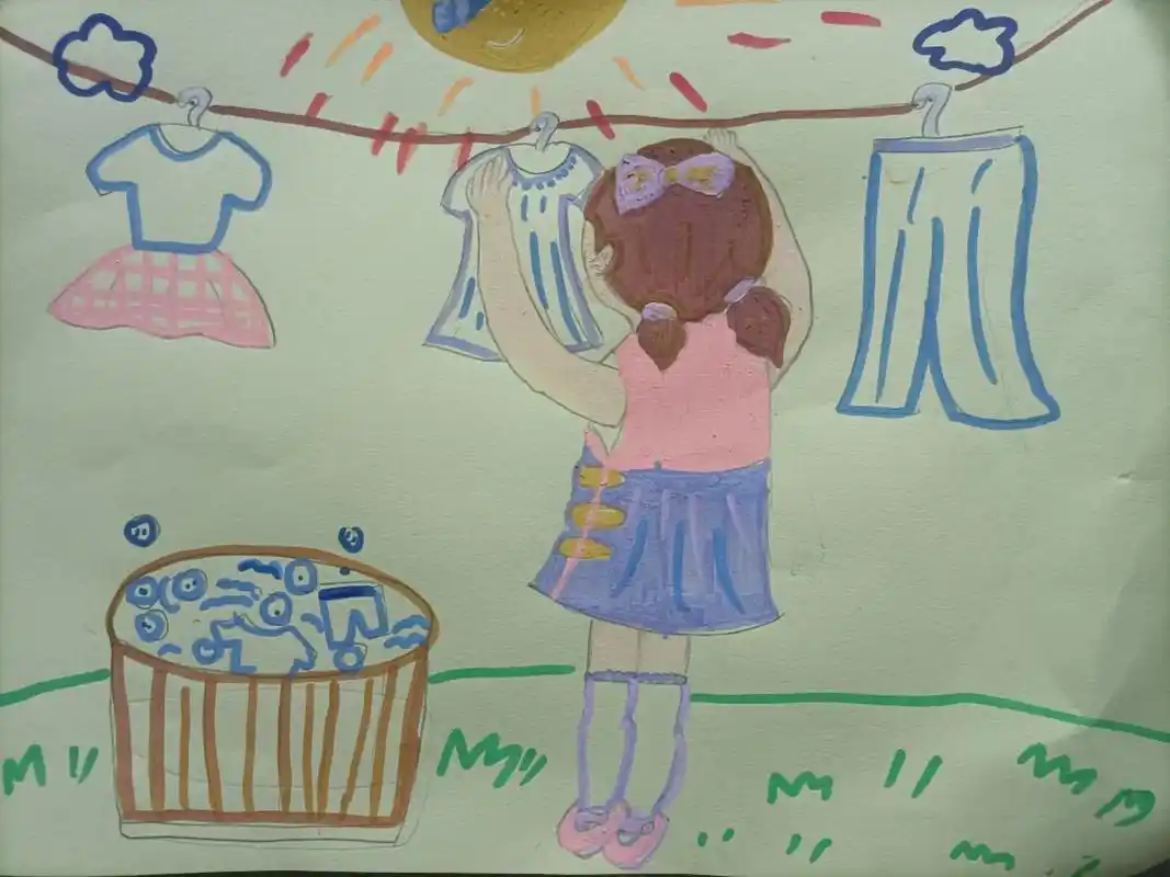 二宝随手画,爱做家务的小姑娘. - 抖音