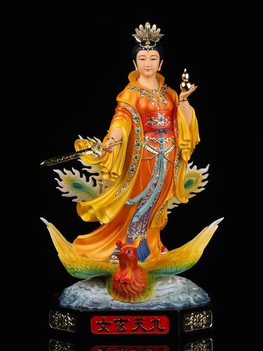 九天玄女站像踏凤九天圣母娘娘彩绘玄母天尊寺庙家用镇宅佛像摆件