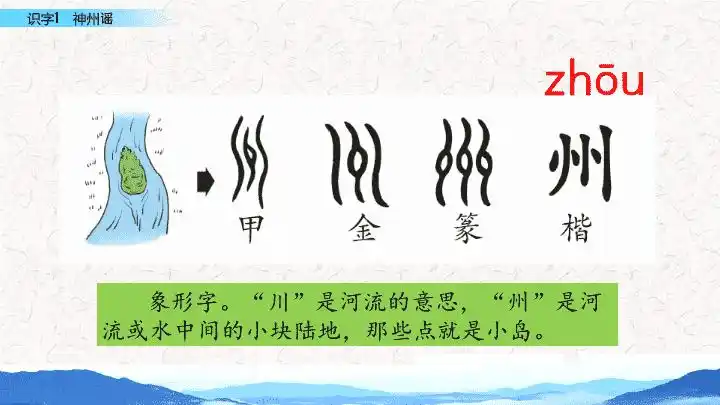 川 第一课时 它们之间有什么关系呢? chuān zhōu 象形字.
