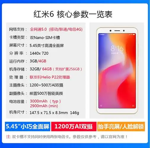 小米(mi) 红米6 3gb 32gb 樱花粉 全网通4g手机 双卡双待