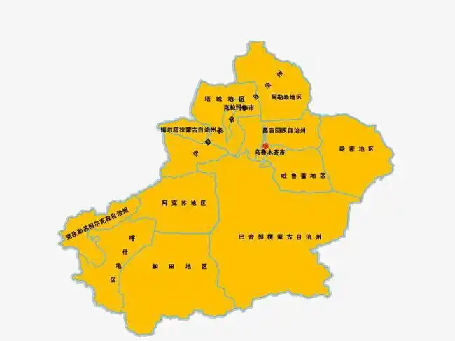 新疆橙色地图