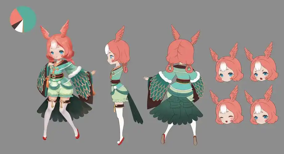 q版立绘人物三视图