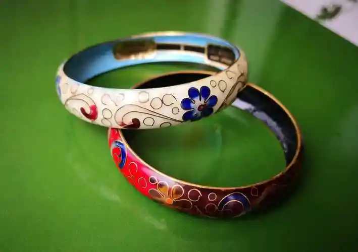 回流蝶恋花景泰蓝银蓝手镯手镯