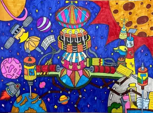 画科技画未来画完成一幅儿童科幻画90科幻儿童画科幻画欣赏:人工智能