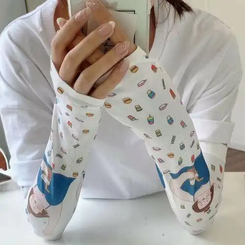 2021新款防晒冰袖女驱蚊开车骑行网红日系冰丝袖套护臂夏支持