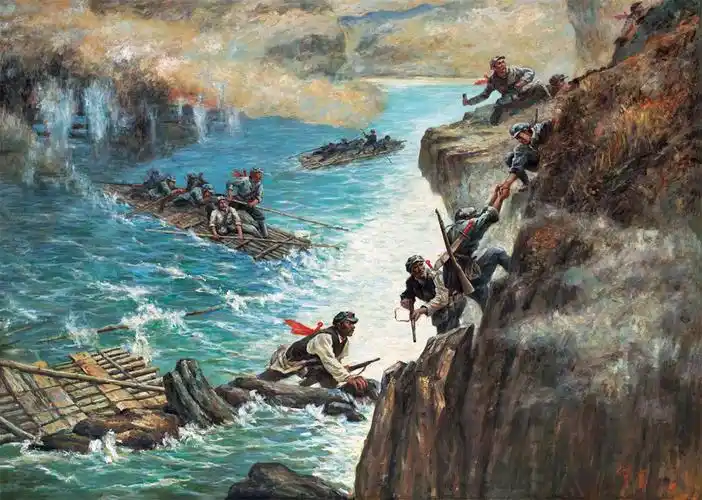 魏传义 - 强渡乌江 布面油画