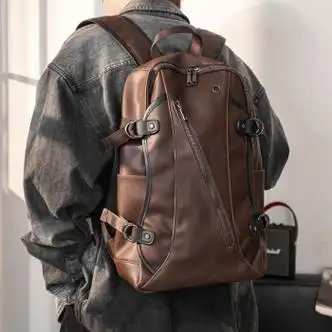 酷奇袋鼠奢侈精品新款复古双肩包男士旅行背包韩版潮流书包时尚休闲包