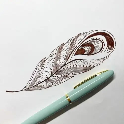 黑白装饰画羽毛