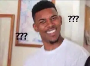 尼克-杨标志性的懵比脸再配上左右6个"问号护法",喜感就跃然纸上了.