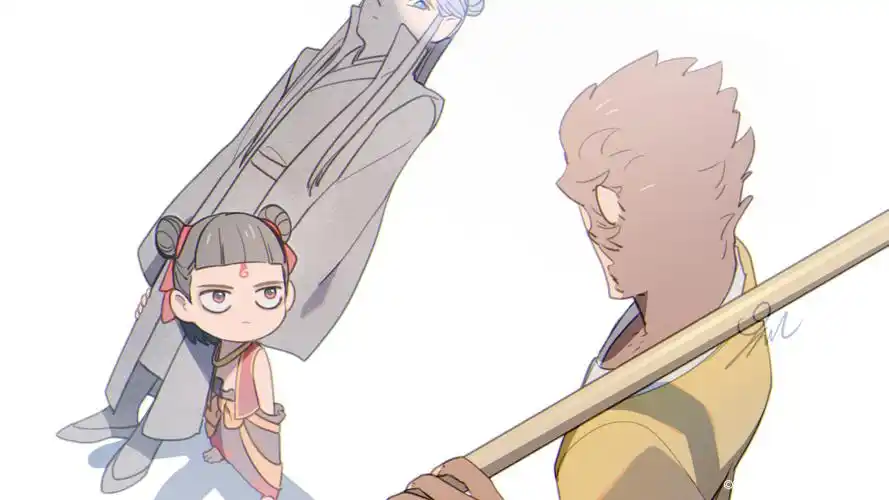 画了哪吒和猴子的联动!