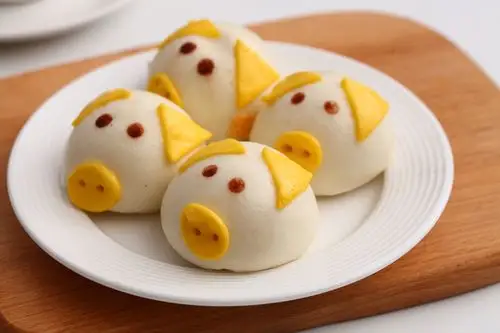 千味央厨卡通包子馒头速冻儿童早餐包卡通小猪奶黄包4包共48只