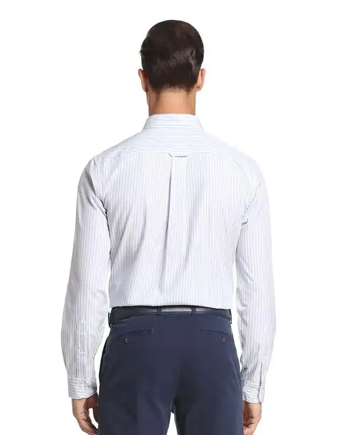 red fleece男款白/海军蓝色条纹精纺衬衫