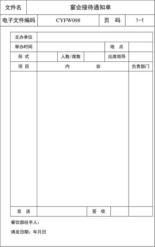 宴会接待通知单