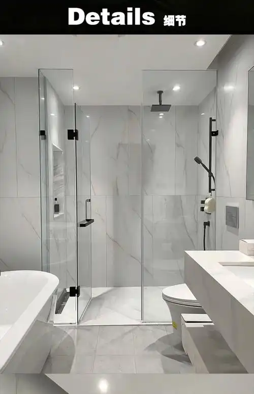 雾隐门 极简无边框平开门淋浴房玻璃门隔断卫生间干湿分离长方形浴室