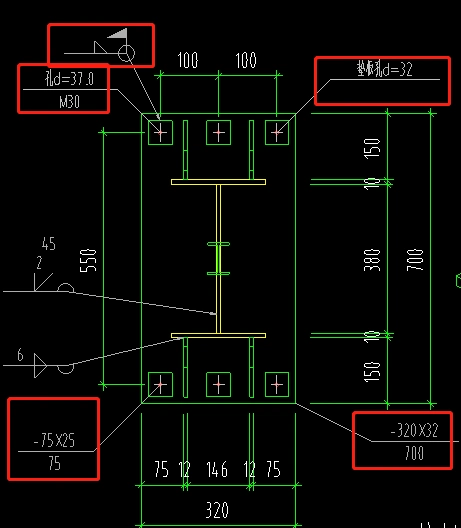 钢结构图纸,请问红框内的标注都是什么意思,这个事钢柱基础平面图
