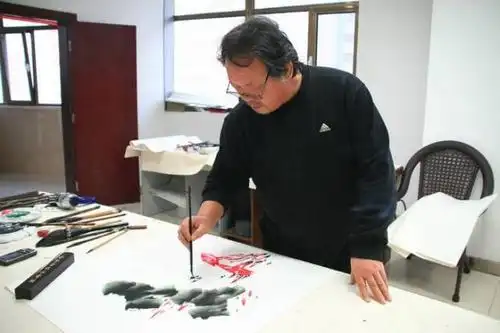 陕西著名书画家杨明辉,刘西秦走进人民网甘肃频道(组图)