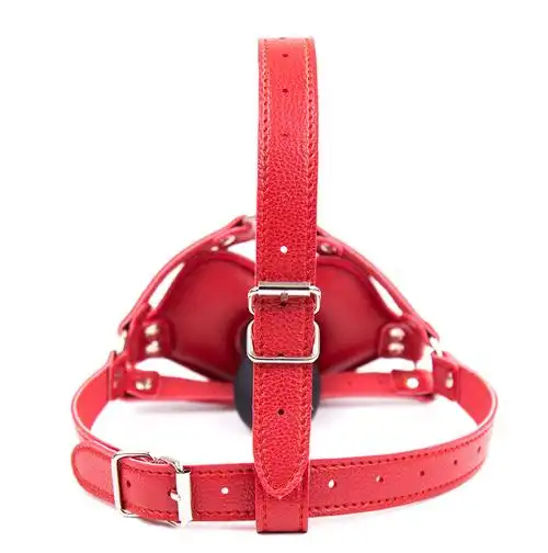 红色嘴型马具口枷调情大嘴型皮革口塞可调节束缚女用塞嘴情趣口球