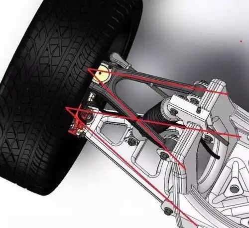 下图: 双叉臂独立悬架也被叫作"双a臂","双叉骨",这种取名方法是因为