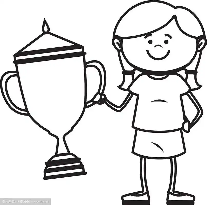 拿着冠军奖杯的小孩